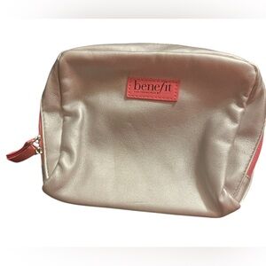 Benefit Shimmering Silver and pink Cosmetic Bag
